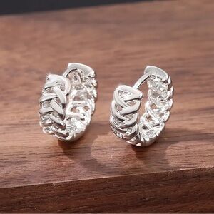 ✨Zara Adeline Braided Silver Huggie Earrings